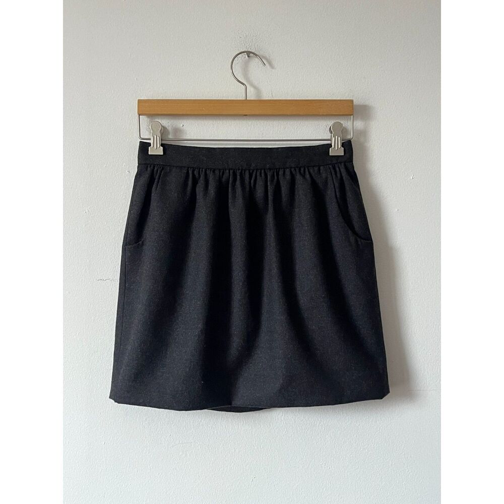 Dolce and Gabbana Heather Gray Wool Gathered Mini Skirt Pockets 2010s 42 6